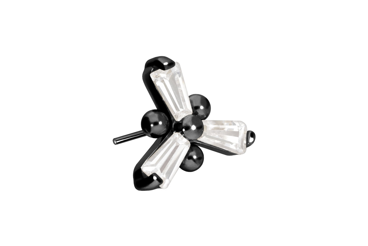 Titan Aufsatz mit Push Pin KRISTALLBLUME von Piercingline